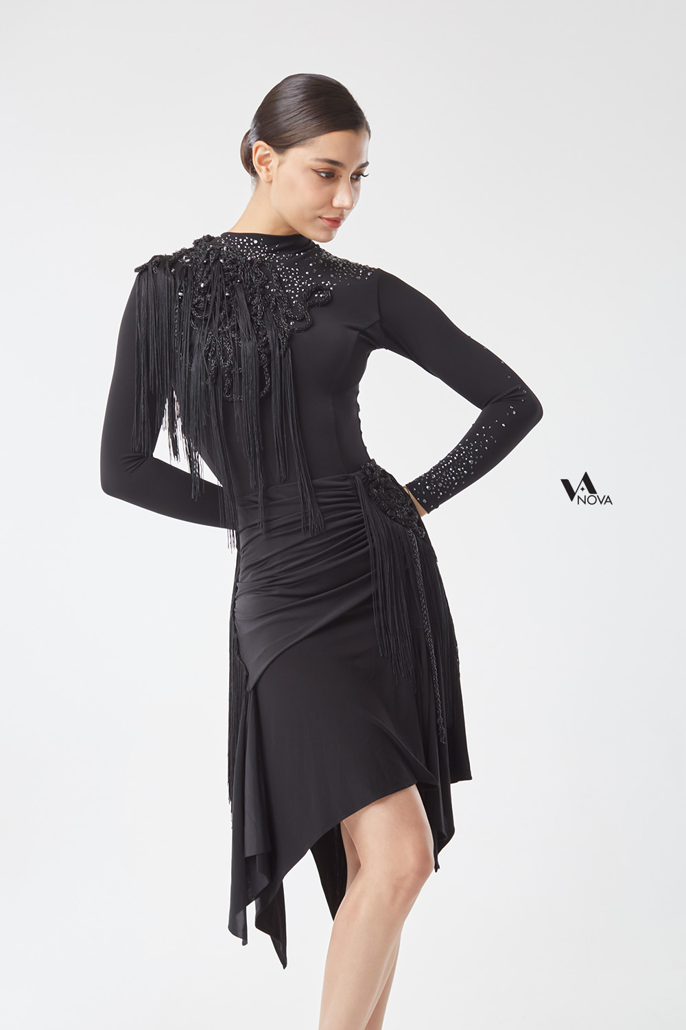 Backless Black Mid-length Dress