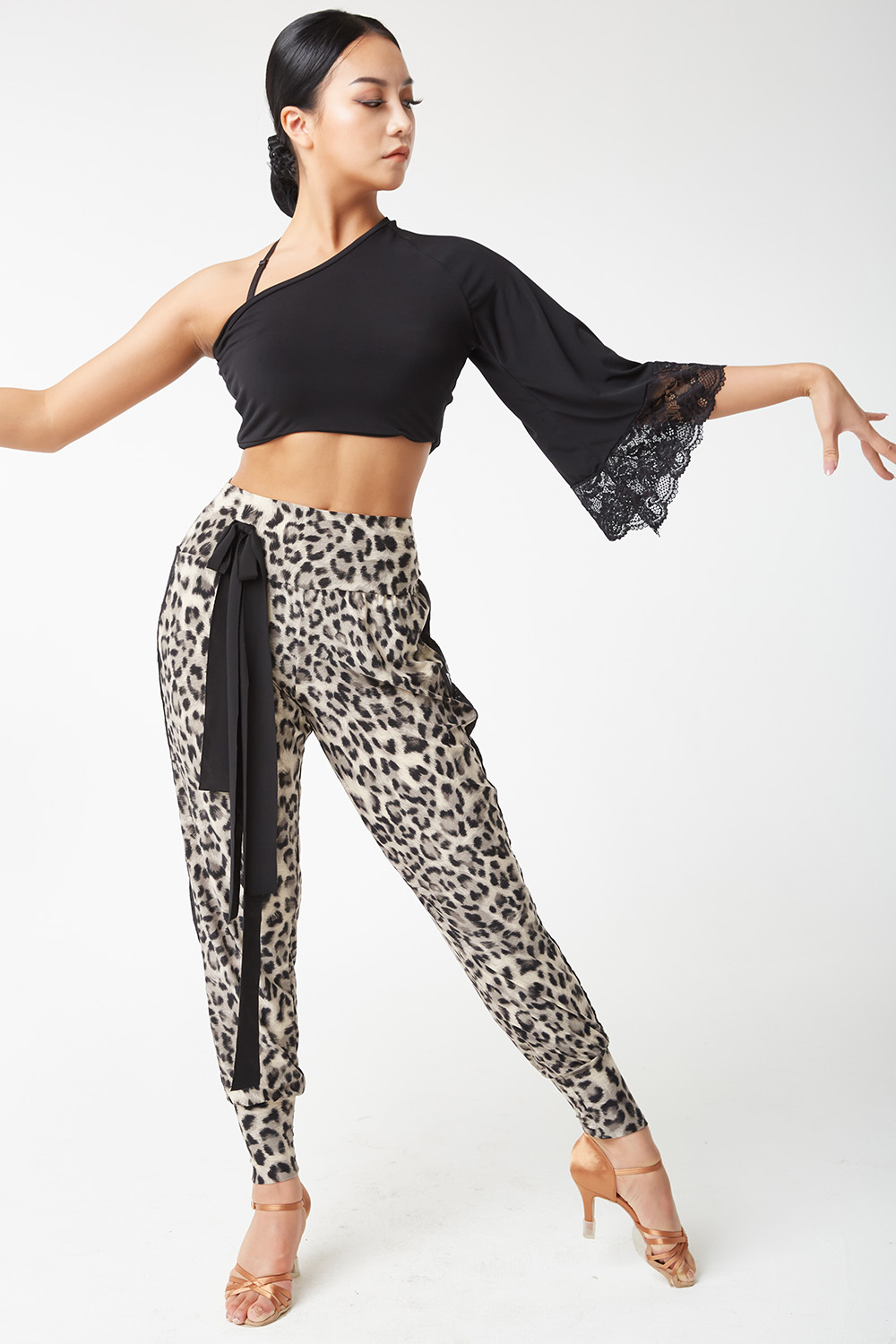 Leopard Print Jogger Pants with Side Details